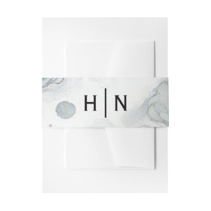 Bandeau De Faire-part Mariage de plage aquarelle bleu gris et or