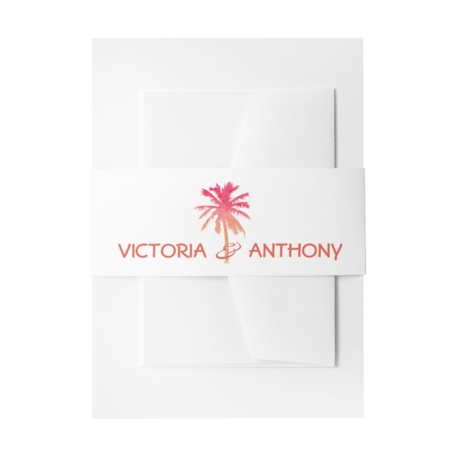 Bandeau De Faire-part Mariage de plage Tropical Sunset Palm Tree Beach (Devant example)