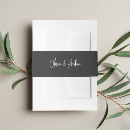 Bandeau De Faire-part Mariage de script manuscrit noir cendré solide