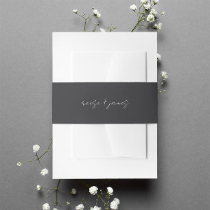 Bandeau De Faire-part Mariage de script minimal noir et blanc