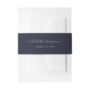 Bandeau De Faire-part Mariage de script moderne Blush bleu marine
