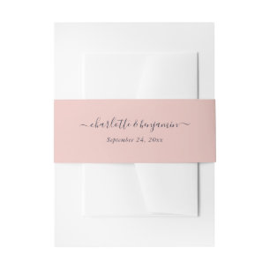Bandeau De Faire-part Mariage de script moderne Blush Navy