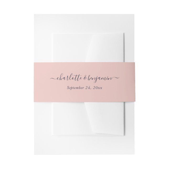 Bandeau De Faire-part Mariage de script moderne Blush Navy (Devant example)
