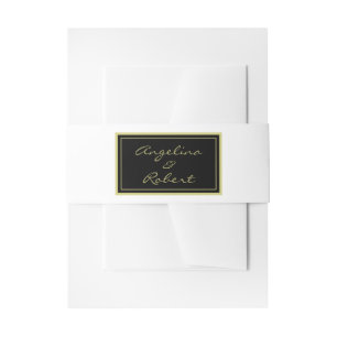 Bandeau De Faire-part Mariage de script moderne Elegant Noir & Blanc Or