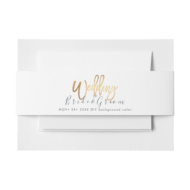 Bandeau De Faire-part Mariage de script moderne Faux Gold (Devant Example)