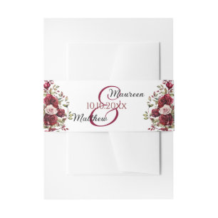 Bandeau De Faire-part Mariage de script moderne floral de Bourgogne