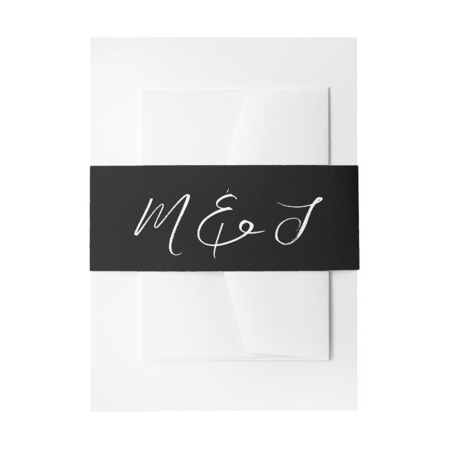 Bandeau De Faire-part Mariage de script moderne noir blanc main lettres (Devant example)