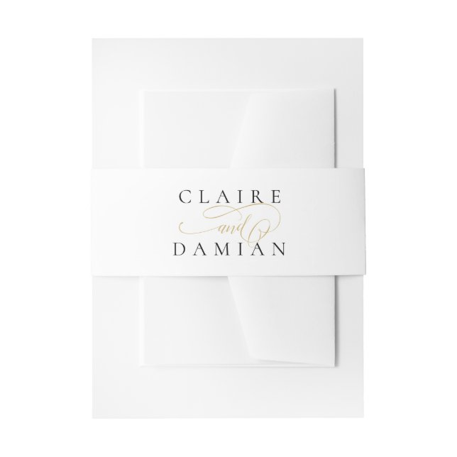 Bandeau De Faire-part Mariage de script romantique d'élégance simple or (Devant example)