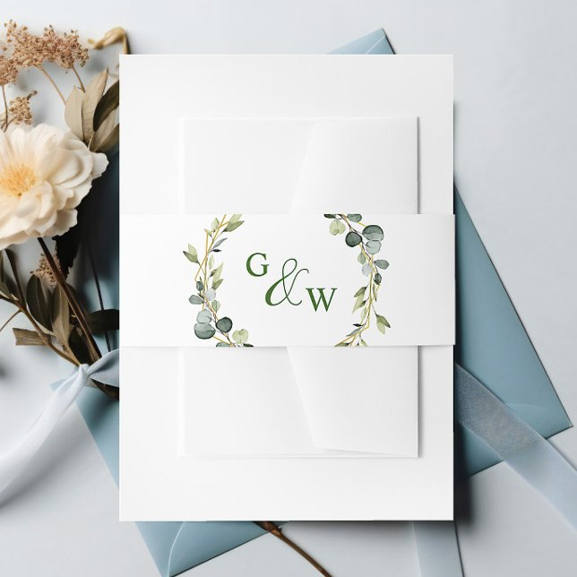 Bandeau De Faire-part Mariage de trame Eucalyptus moderne Boho (Créateur téléchargé)