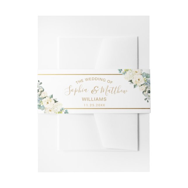 Bandeau De Faire-part Mariage de végétation fleurie blanche d'ivoire rus (Devant example)