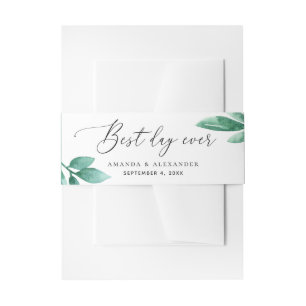 Bandeau De Faire-part Mariage de verdure aquarelle. Calligraphie élégant