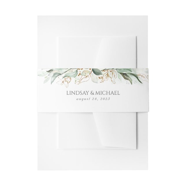 Bandeau De Faire-part Mariage de verdure dorée (Devant example)