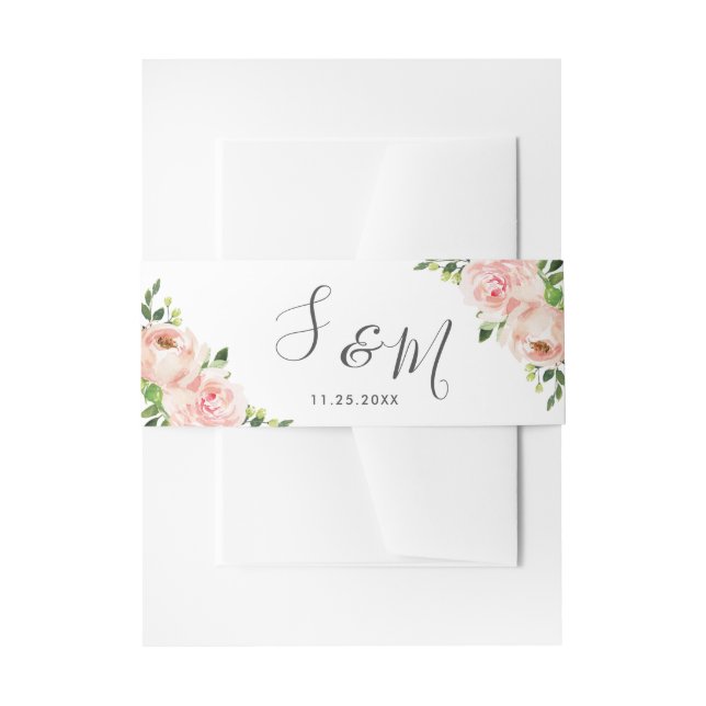 Bandeau De Faire-part Mariage de verdure rose pâle (Devant example)