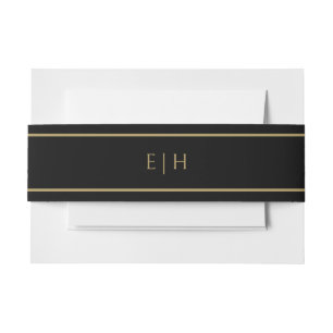 Bandeau De Faire-part Mariage des initiales d'or noir