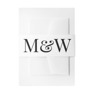 Bandeau De Faire-part Mariage des initiales du Monogramme noir blanc mod