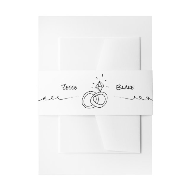 Bandeau De Faire-part Mariage d'illustrations de Doodle en noir et blanc (Devant example)