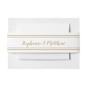 Bandeau De Faire-part Mariage d'or blanc Simple moderne minimaliste chic
