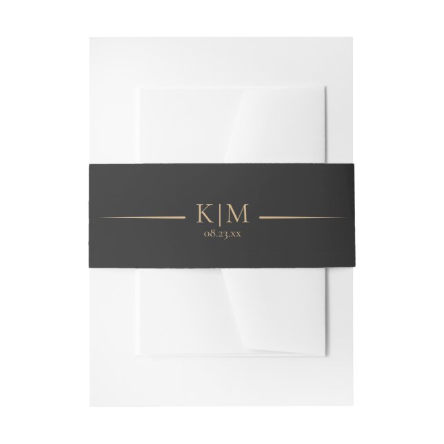 Bandeau De Faire-part Mariage Ebony Gold Elegance Accent ID989 (Devant example)