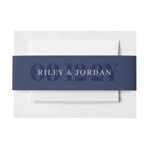 Bandeau De Faire-part Mariage Elegant Blue Grey Date & Names