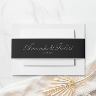 Bandeau De Faire-part Mariage élégant calligraphie classique noir mat