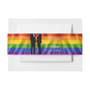 Bandeau De Faire-part Mariage élégant et moderne d'hommes gays arc-en-ci