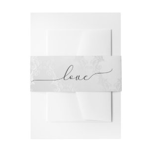 Bandeau De Faire-part Mariage élégant LOVE Texte sur Blanc Brillant