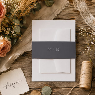 Bandeau De Faire-part Mariage Élégant Minimaliste Monogramme Gris Modern