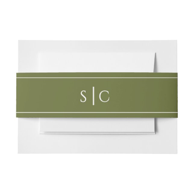 Bandeau De Faire-part Mariage élégant Monogramme moderne Simple Olive Gr (Devant Example)
