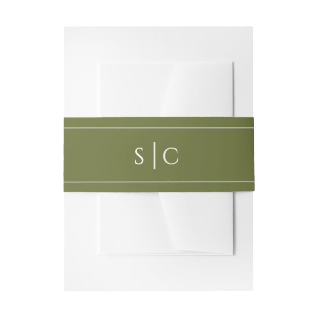Bandeau De Faire-part Mariage élégant Monogramme moderne Simple Vert (Devant example)