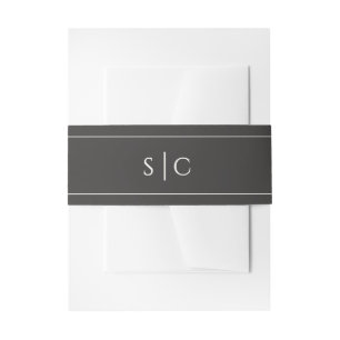 Bandeau De Faire-part Mariage élégant Monogramme moderne Soft Black & Cr