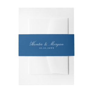 Bandeau De Faire-part Mariage élégant Navy Blue Script Names