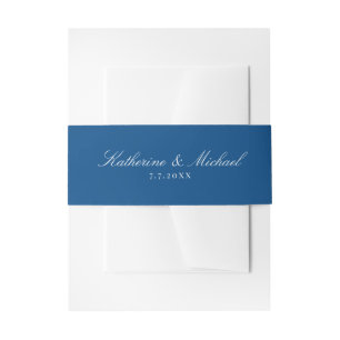 Bandeau De Faire-part Mariage élégant Navy Blue Script Names