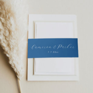 Bandeau De Faire-part Mariage élégant Navy Blue Script Names