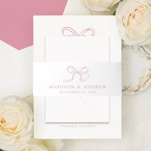 Bandeau De Faire-part Mariage Élégant Rose Ruban Rose