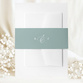 Bandeau De Faire-part Mariage Élégant Simple Monogramme Teinte de Teal P