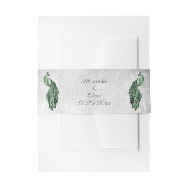 Bandeau De Faire-part Mariage Emerald Green Peacock (Devant example)