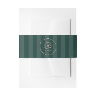 Bandeau De Faire-part Mariage en bande verte rose fleur