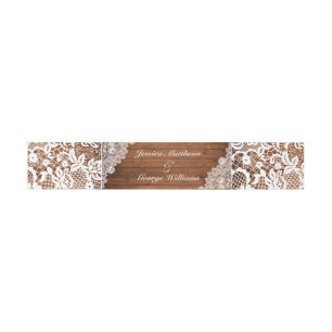 Bandeau De Faire-part Mariage en bois rustique et dentelle blanche