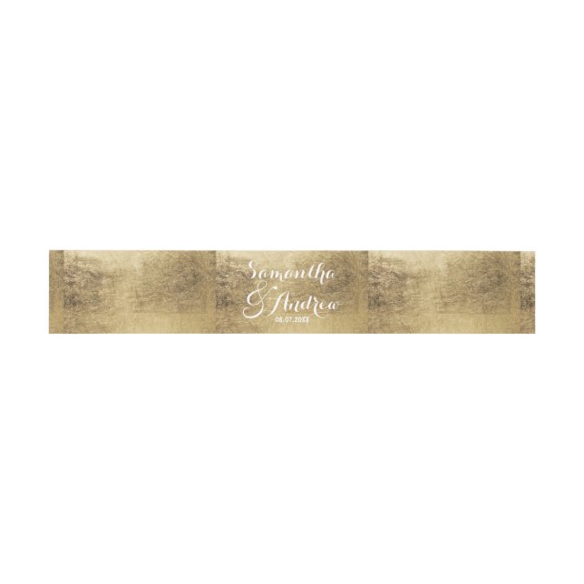 Bandeau De Faire-part Mariage en feuille d'or de luxe (Plat)
