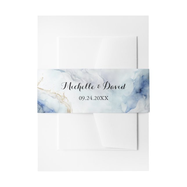 Bandeau De Faire-part Mariage en marbre bleu moderne (Devant example)