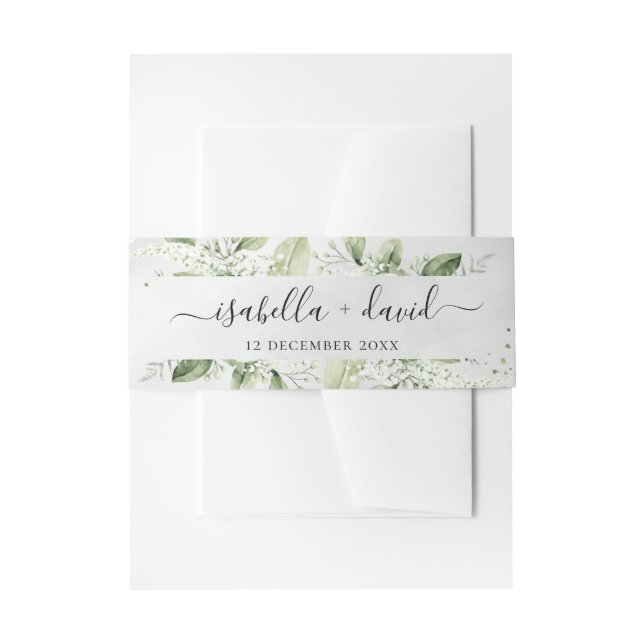Bandeau De Faire-part Mariage Eucalyptus bleu Dusty (Devant example)
