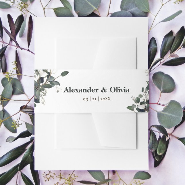Bandeau De Faire-part Mariage Eucalyptus moderne (Modern Eucalyptus Wedding Invitation Belly Band)