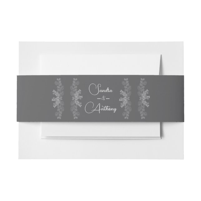 Bandeau De Faire-part Mariage Eucalyptus simple Gris (Devant Example)