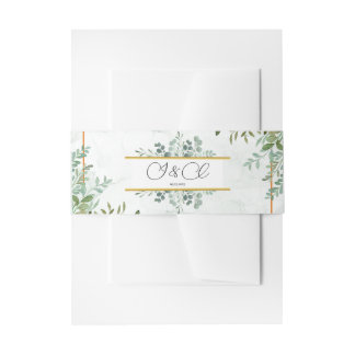 Bandeau De Faire-part Mariage feuilles de verdure à l'aquarelle