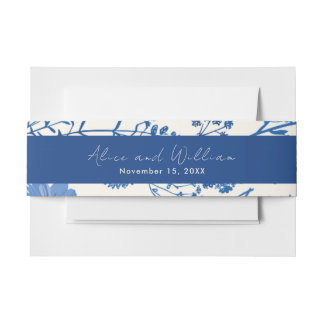Bandeau De Faire-part Mariage Fleur sauvage bleu rustique