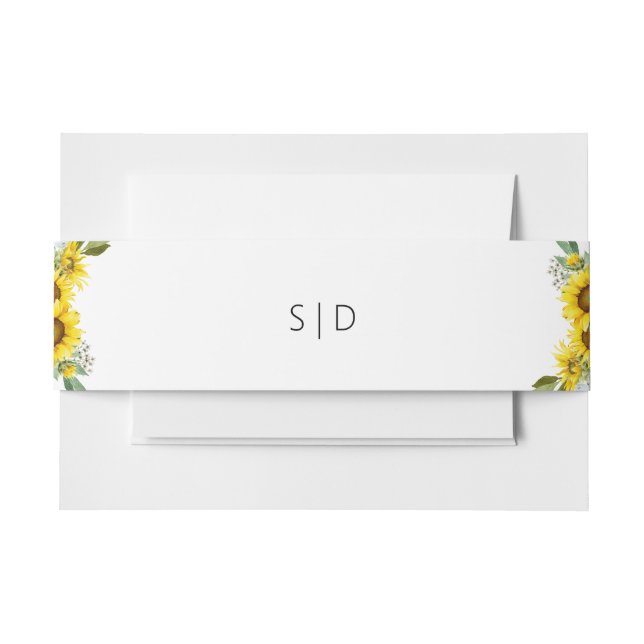 Bandeau De Faire-part Mariage fleur sauvage d'aquarelle de tournesol (Devant Example)