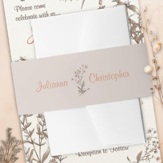 Bandeau De Faire-part Mariage Fleur sauvage de Boho Rustique personnalis