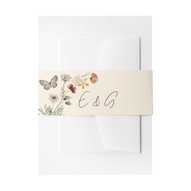 Bandeau De Faire-part Mariage Fleur sauvage Monogram Boho Script (Devant example)