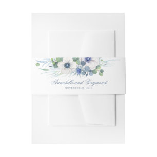 Bandeau De Faire-part Mariage Fleuriste de Chardons et d'Anémones Bleu P