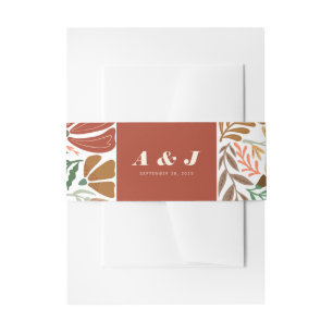 Bandeau De Faire-part Mariage floral Abstrait en terre cuite brillante